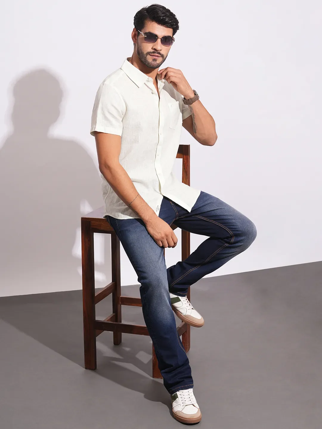 Blue Cropped Fit Men's Denims by Being Human Clothing - Image 4