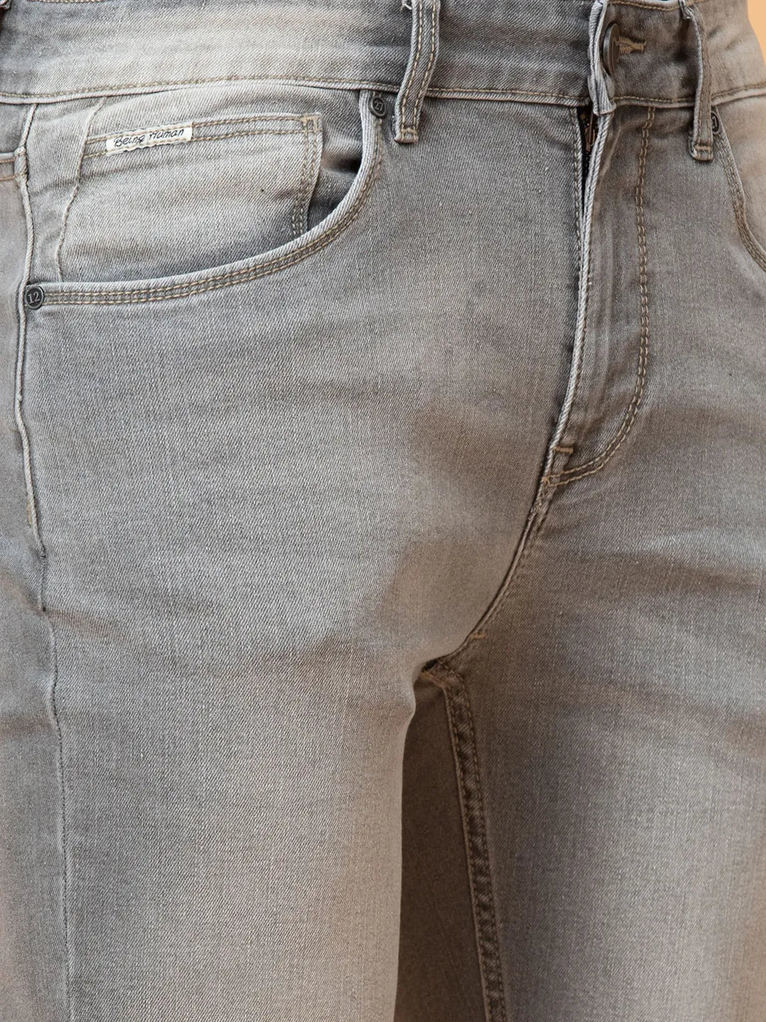 Grey Slim Fit Denims For Men By Being Human Clothing - Image 5