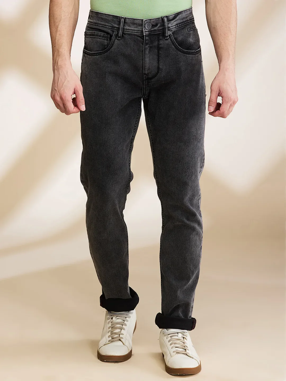 Grey Skinny Fit Denims For Men By Being Human Clothing