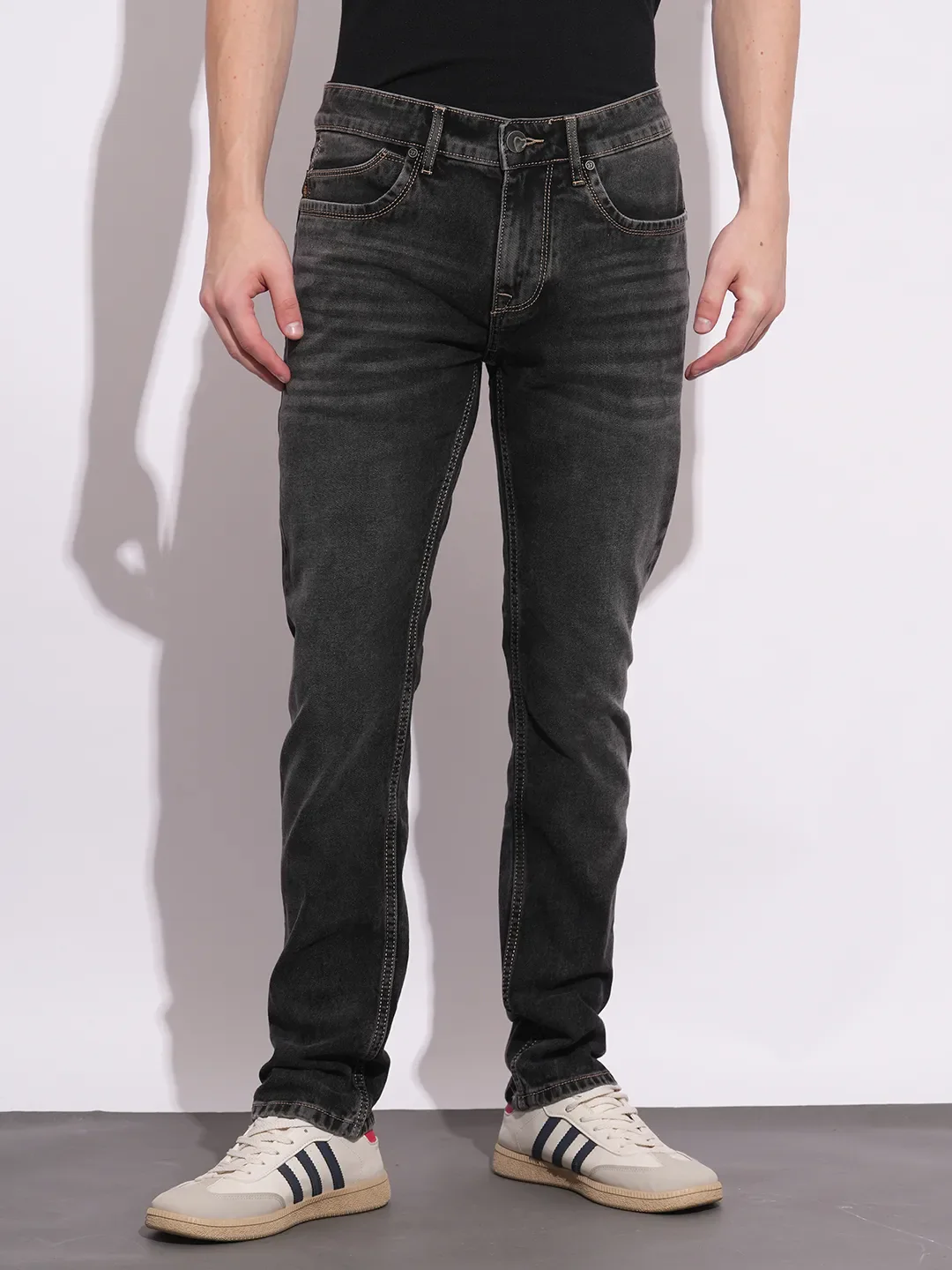Grey Slim Fit Denims For Men By Being Human Clothing