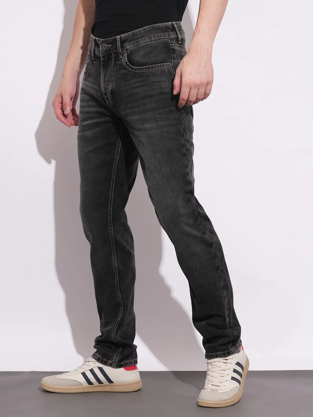 Grey Slim Fit Denims For Men By Being Human Clothing - Image 2