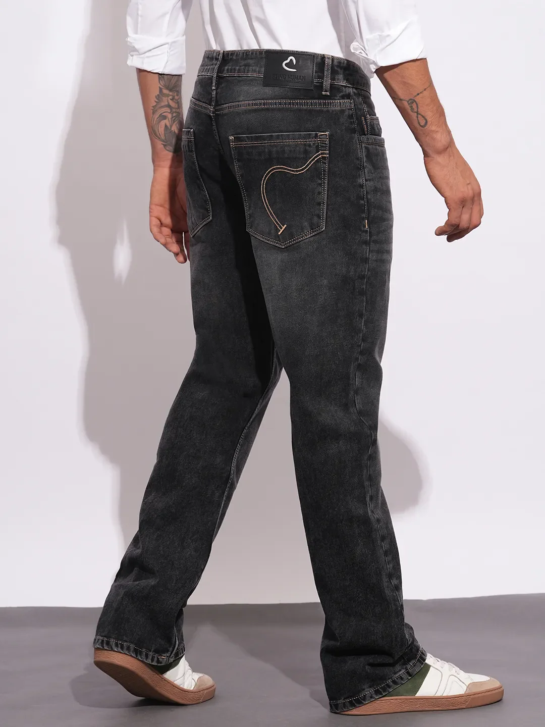 Grey Boot Cut Fit Denims For Men By Being Human Clothing - Image 3