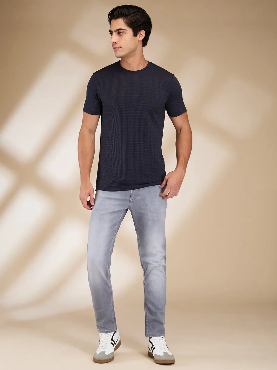 Grey Cropped Fit Denims For Men By Being Human Clothing - Image 2