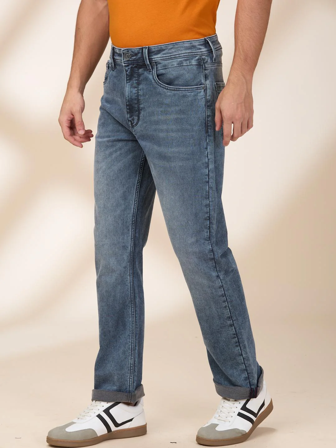 Grey Straight Fit Denims For Men By Being Human Clothing - Image 2