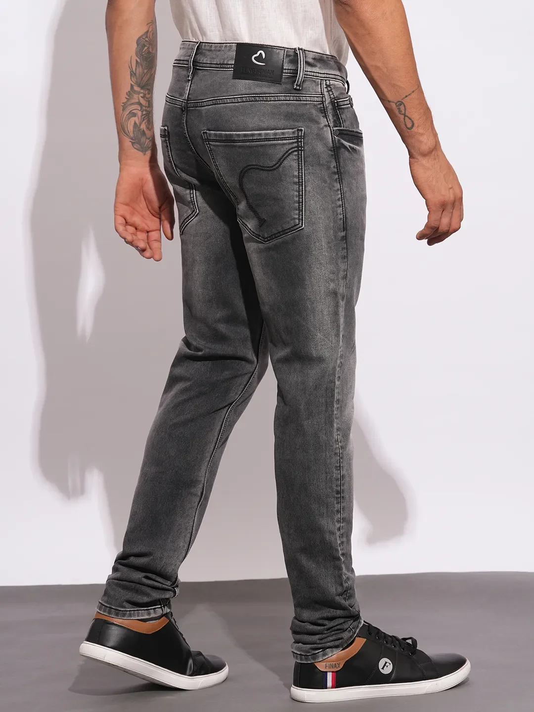 Grey Skinny Fit Denims For Men By Being Human Clothing - Image 3
