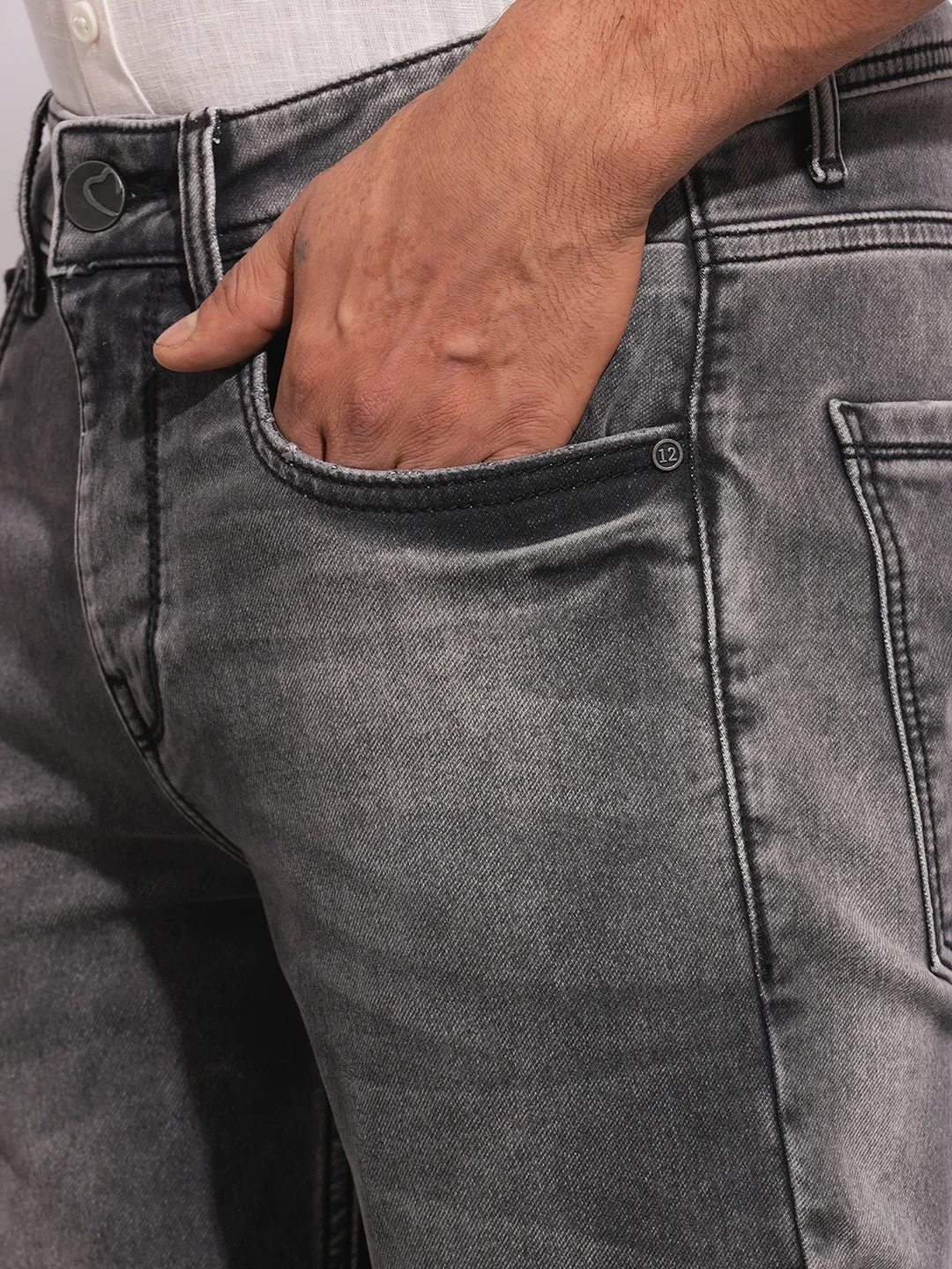 Grey Skinny Fit Denims For Men By Being Human Clothing - Image 5