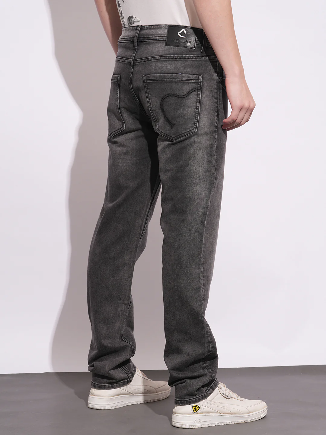Grey Straight Fit Denims For Men By Being Human Clothing - Image 3