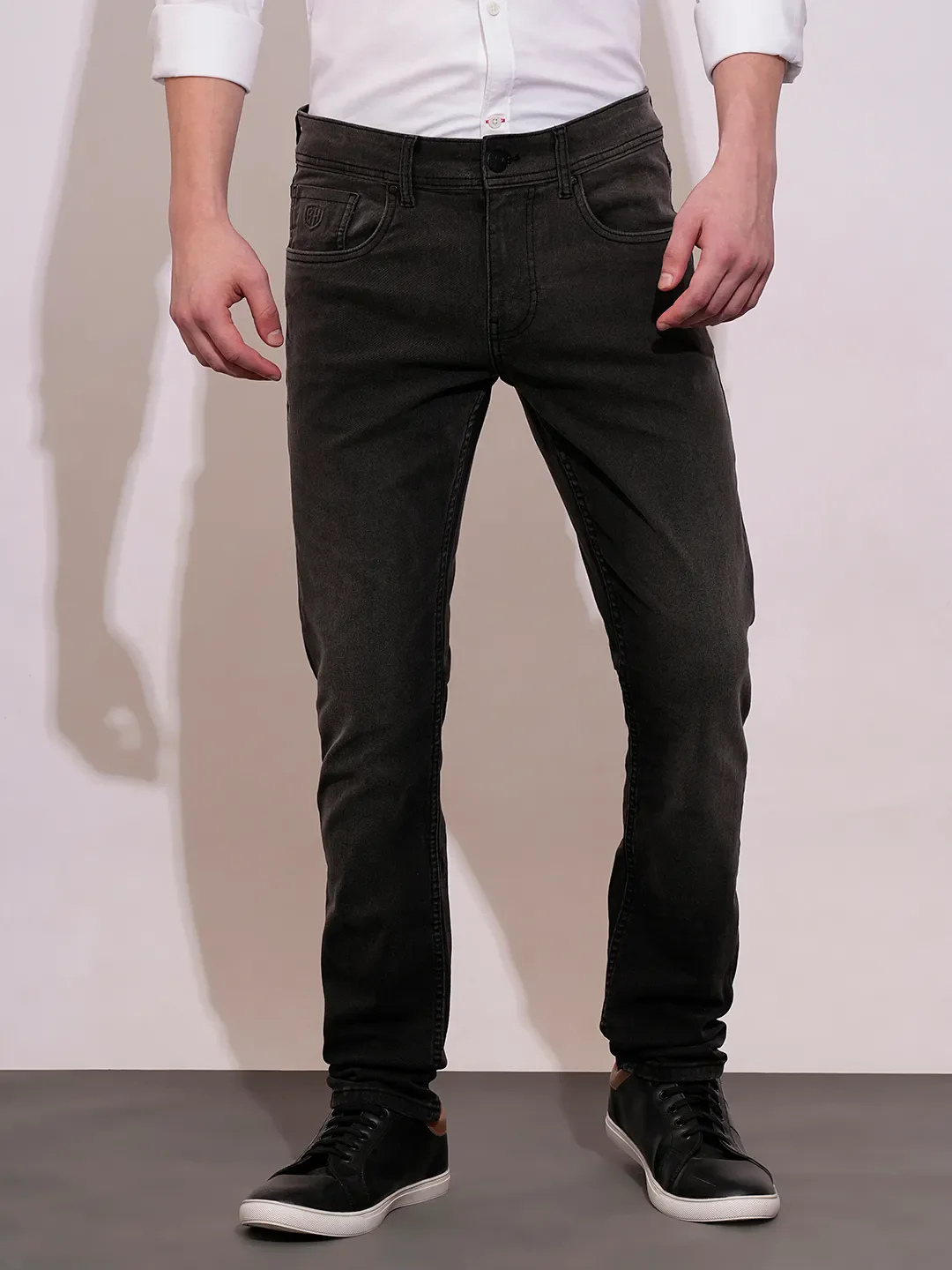 Grey Slim Fit Men's Denims by Being Human Clothing
