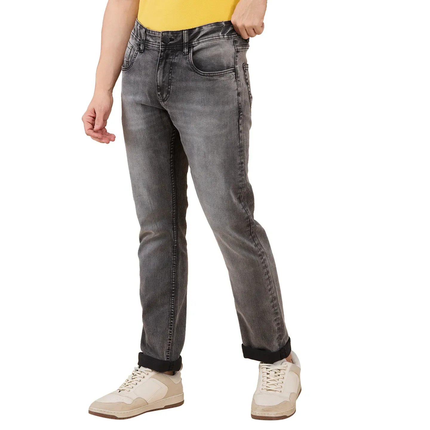 Grey Straight Fit Denims For Men By Being Human Clothing - Image 4