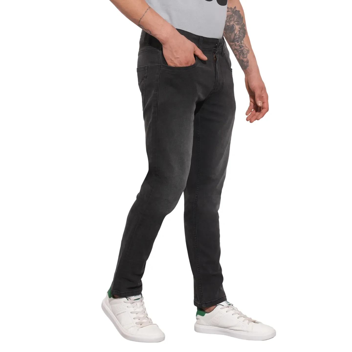 Grey Slim Fit Men's Denims by Being Human Clothing - Image 4