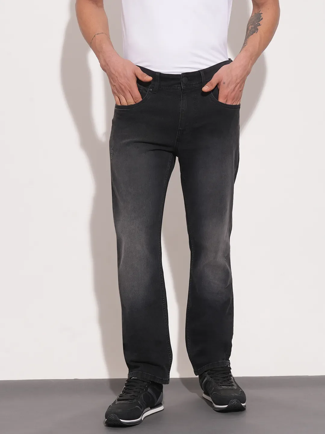 Grey Straight Fit Men's Denims by Being Human Clothing