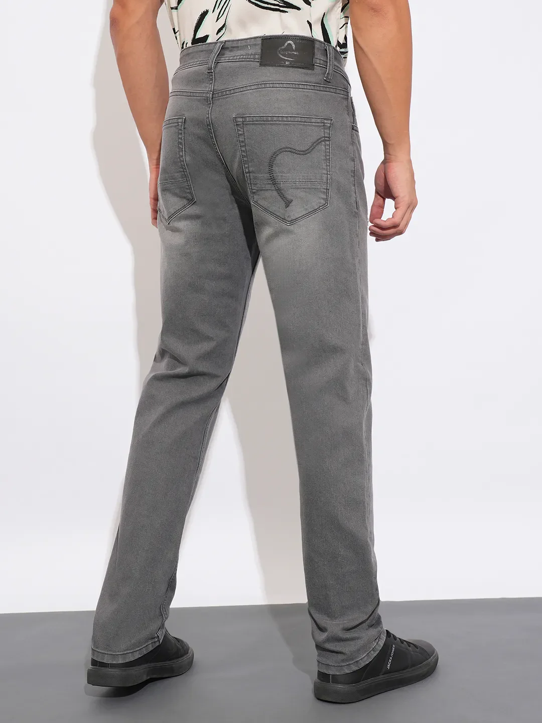 Grey Straight Fit Denims For Men By Being Human Clothing - Image 3