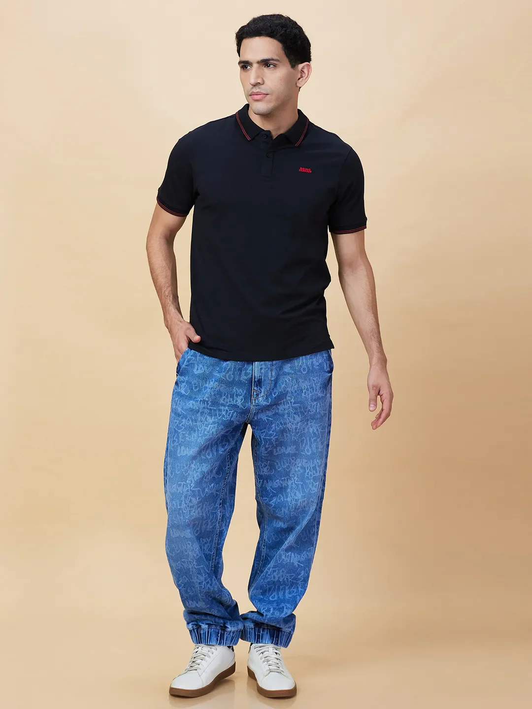 Light Blue Slim Fit Joggers For Men By Being Human Clothing - Image 2