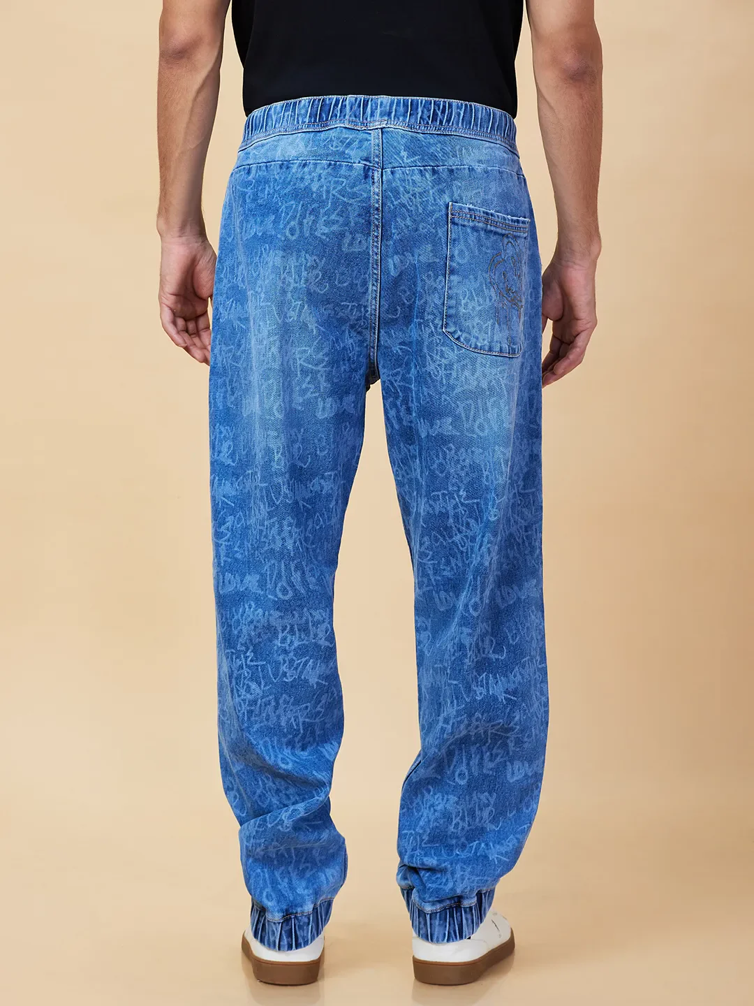 Light Blue Slim Fit Joggers For Men By Being Human Clothing - Image 3
