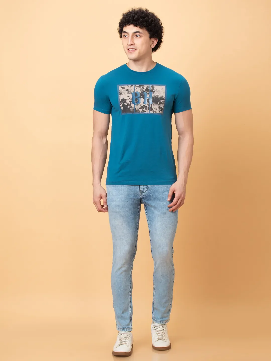 Light Blue Cropped Fit Denims For Men By Being Human Clothing - Image 2