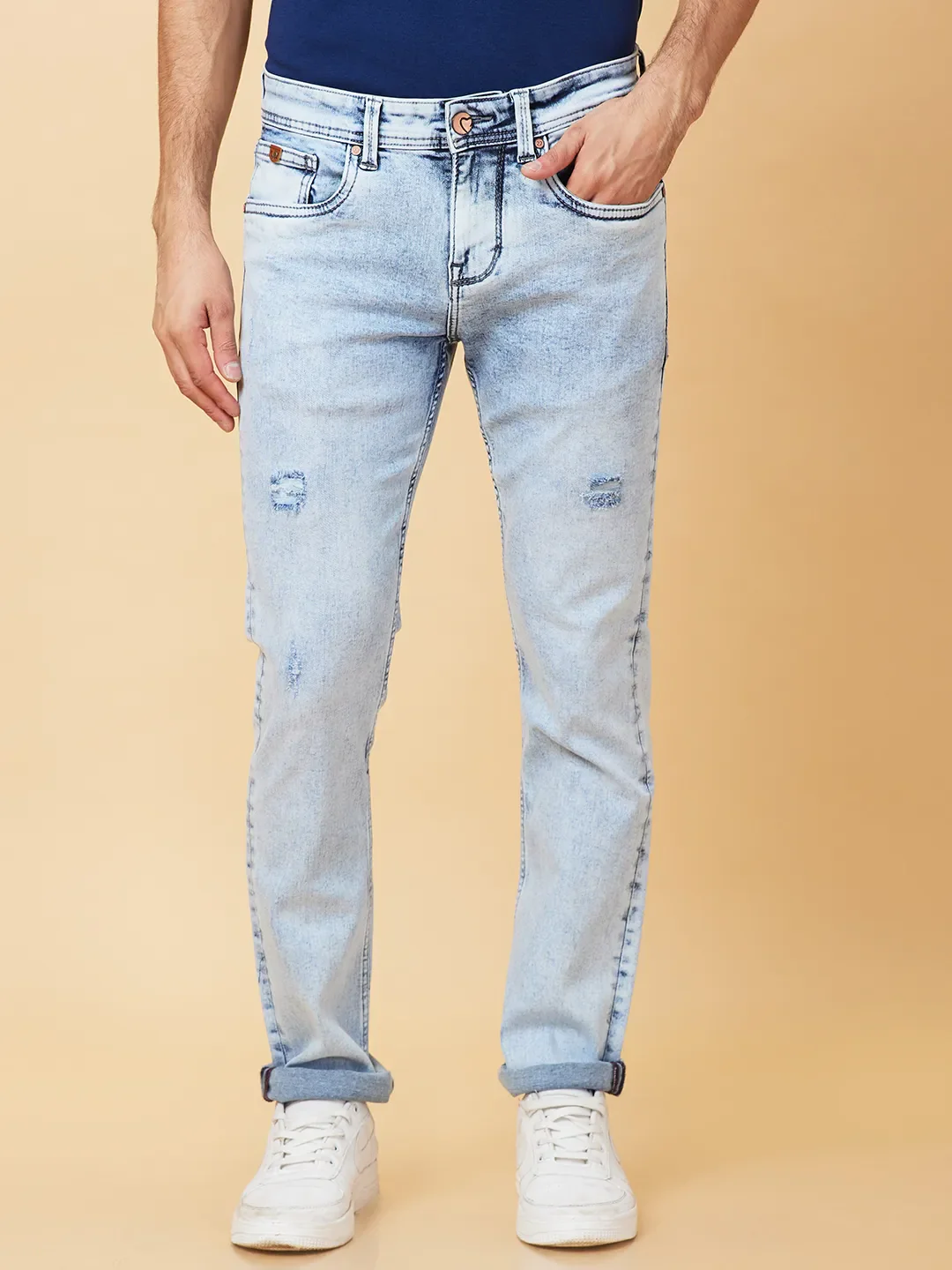 Blue Straight Fit Men's Denims by Being Human Clothing