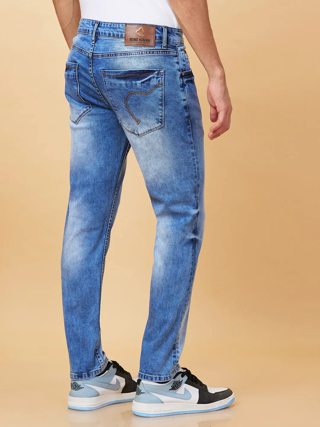 Light Blue Cropped Fit Denims For Men By Being Human Clothing - Image 3
