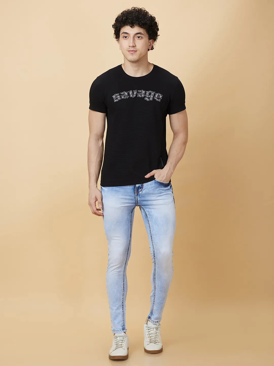 Blue Cropped fit Men's Denims by Being Human Clothing - Image 2