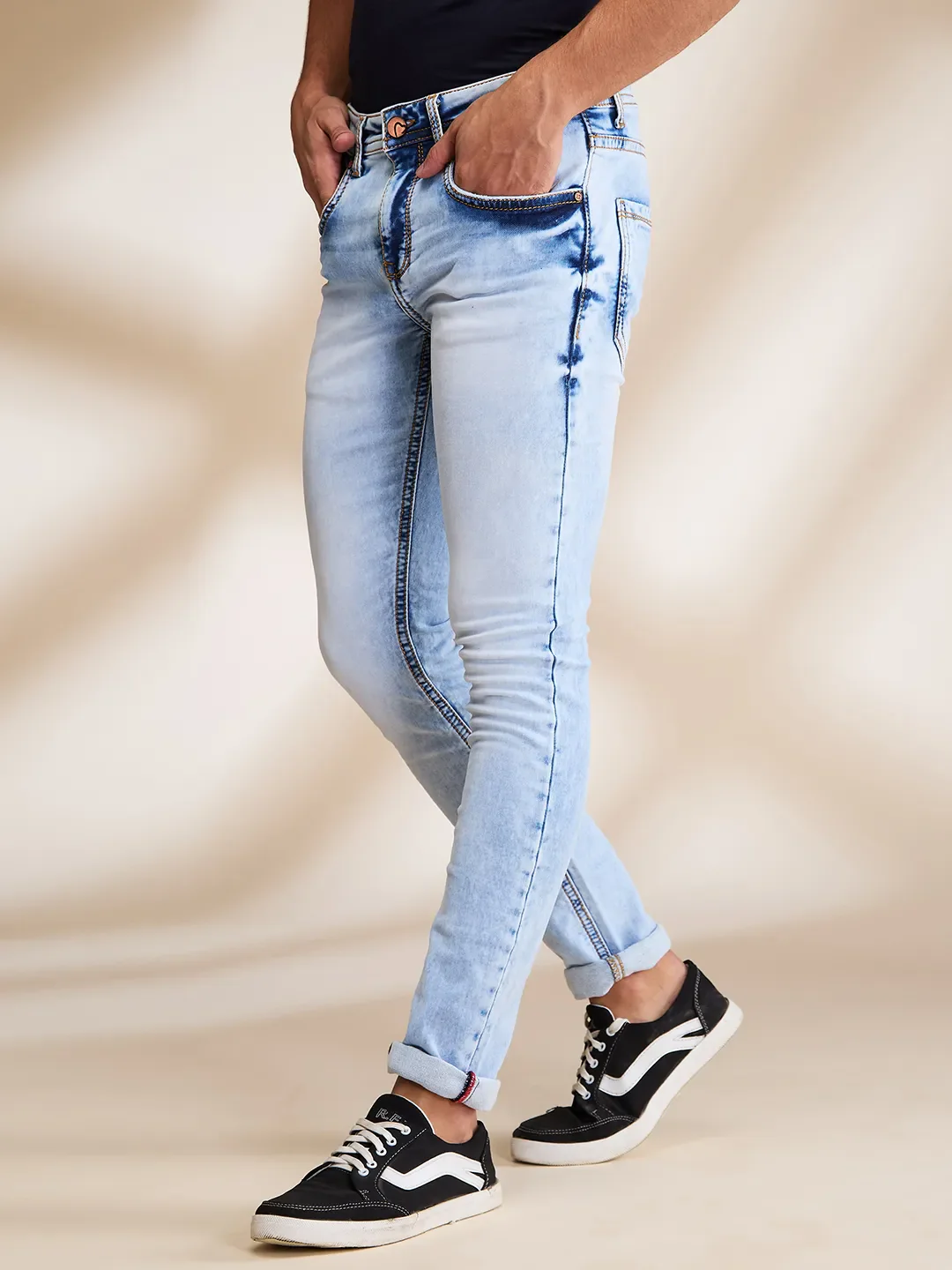 Blue Slim Fit Men's Denims by Being Human Clothing - Image 4