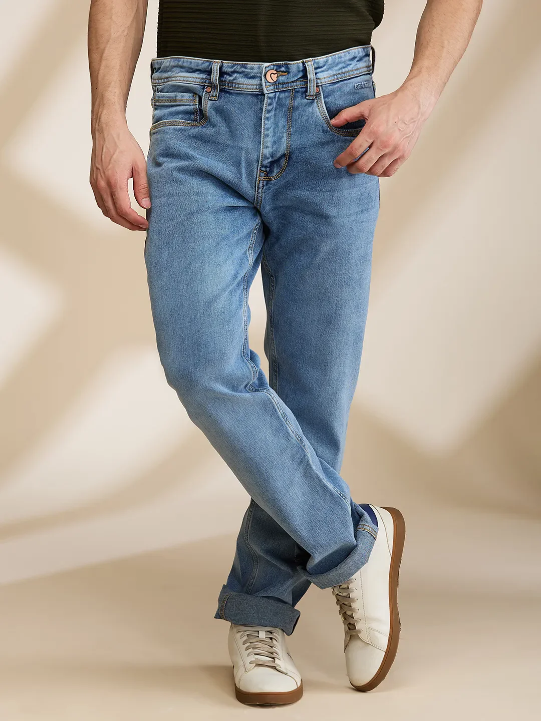 Blue Straight Fit Men's Denims by Being Human Clothing