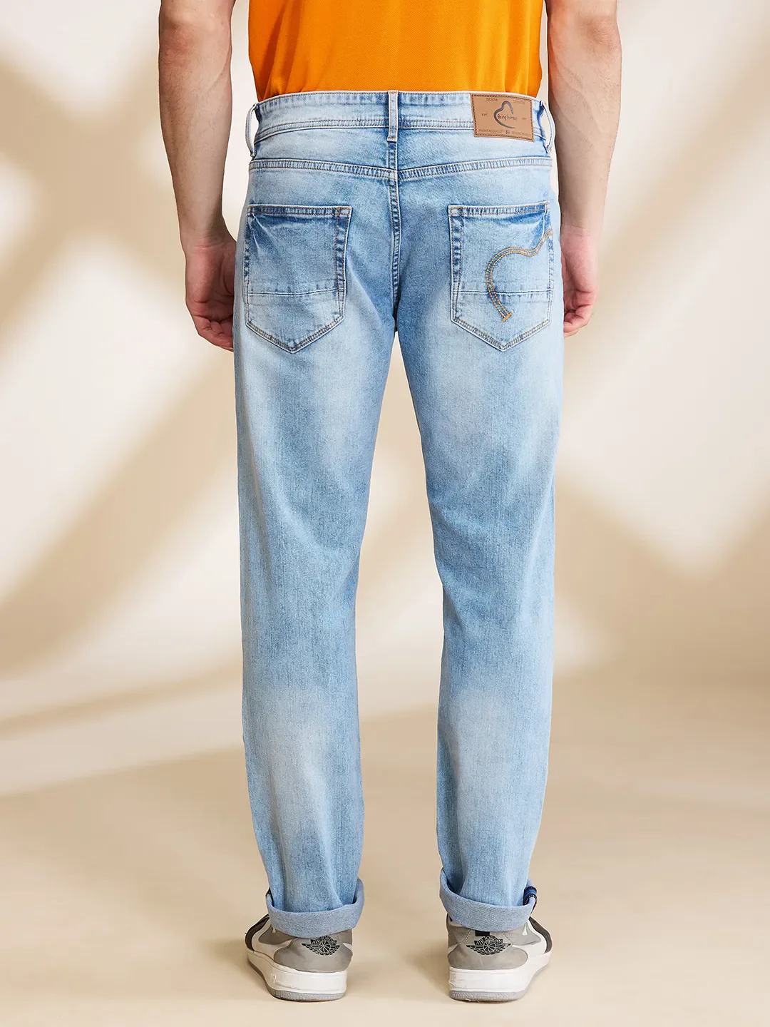 Light Blue Slim Fit Denims For Men By Being Human Clothing - Image 3