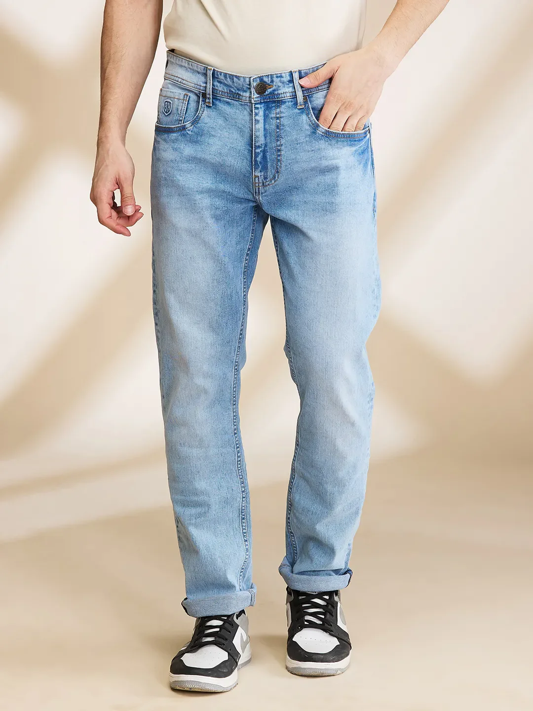 Blue Straight Fit Men's Denims by Being Human Clothing