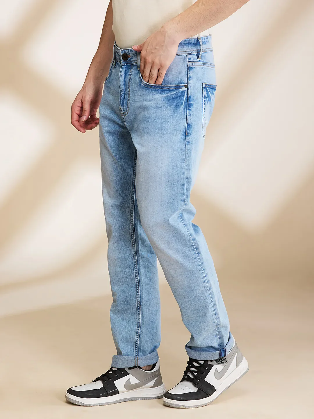 Blue Straight Fit Men's Denims by Being Human Clothing - Image 4