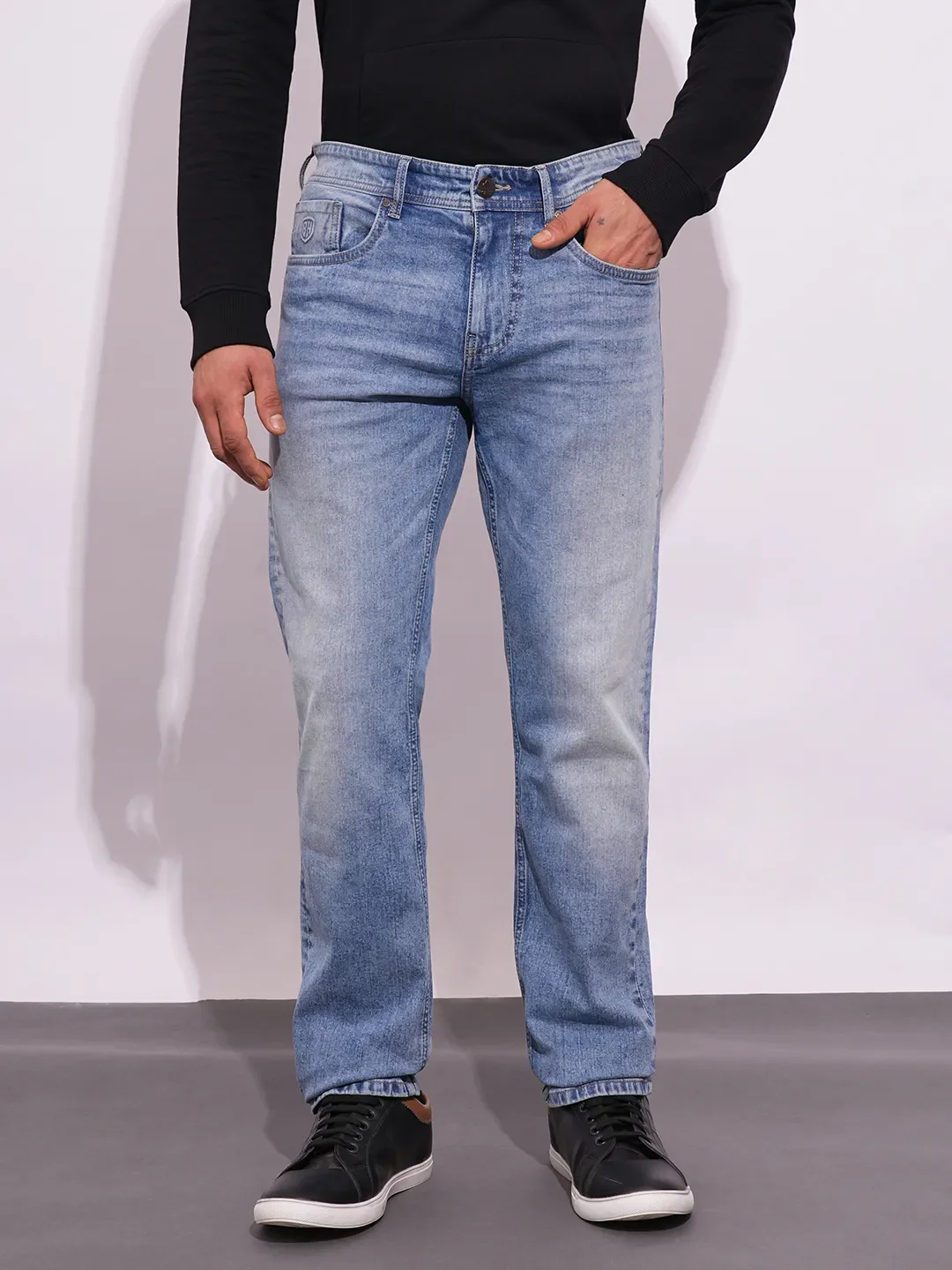Blue Straight Fit Men's Denims by Being Human Clothing