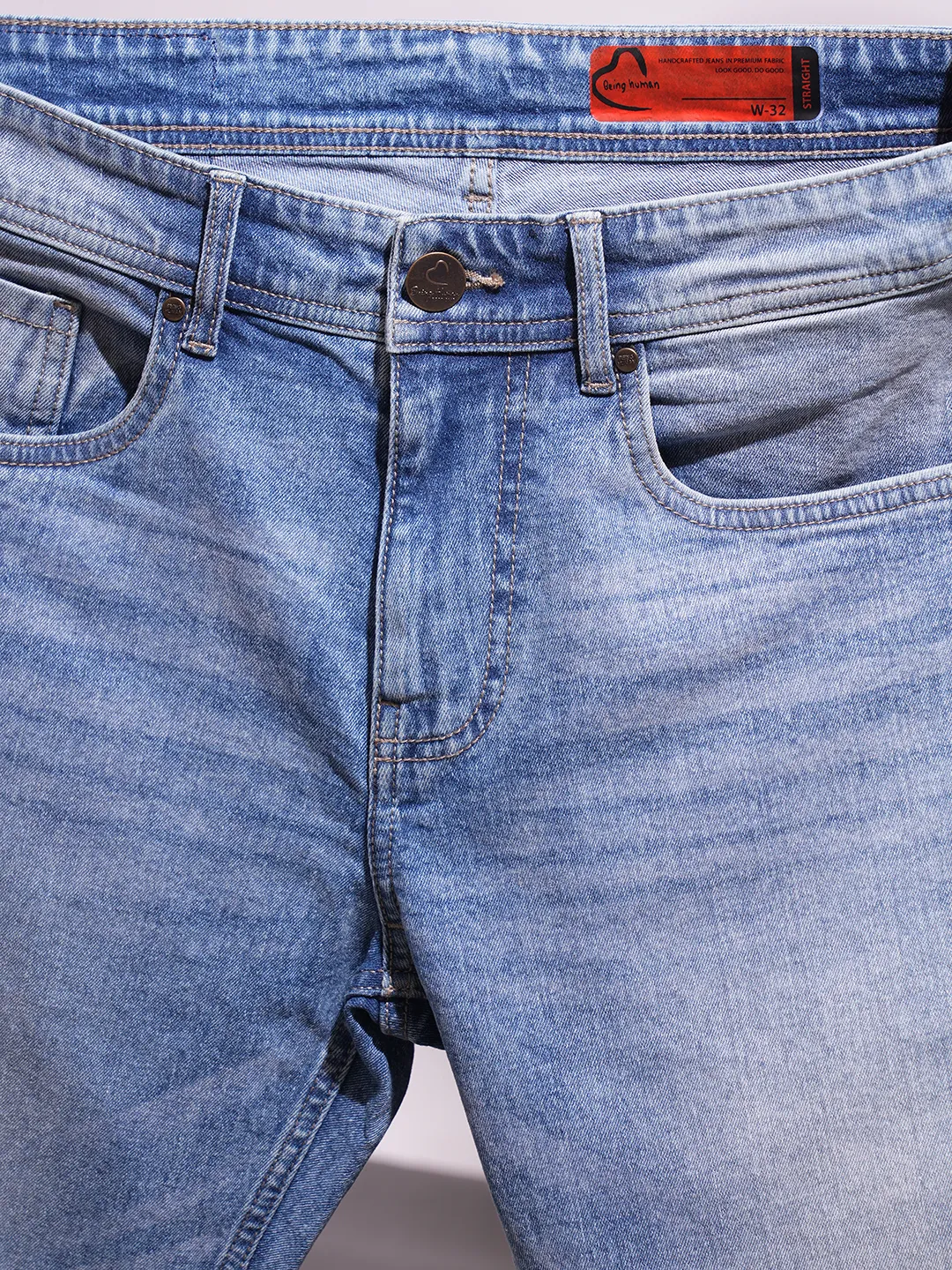 Blue Straight Fit Men's Denims by Being Human Clothing - Image 6