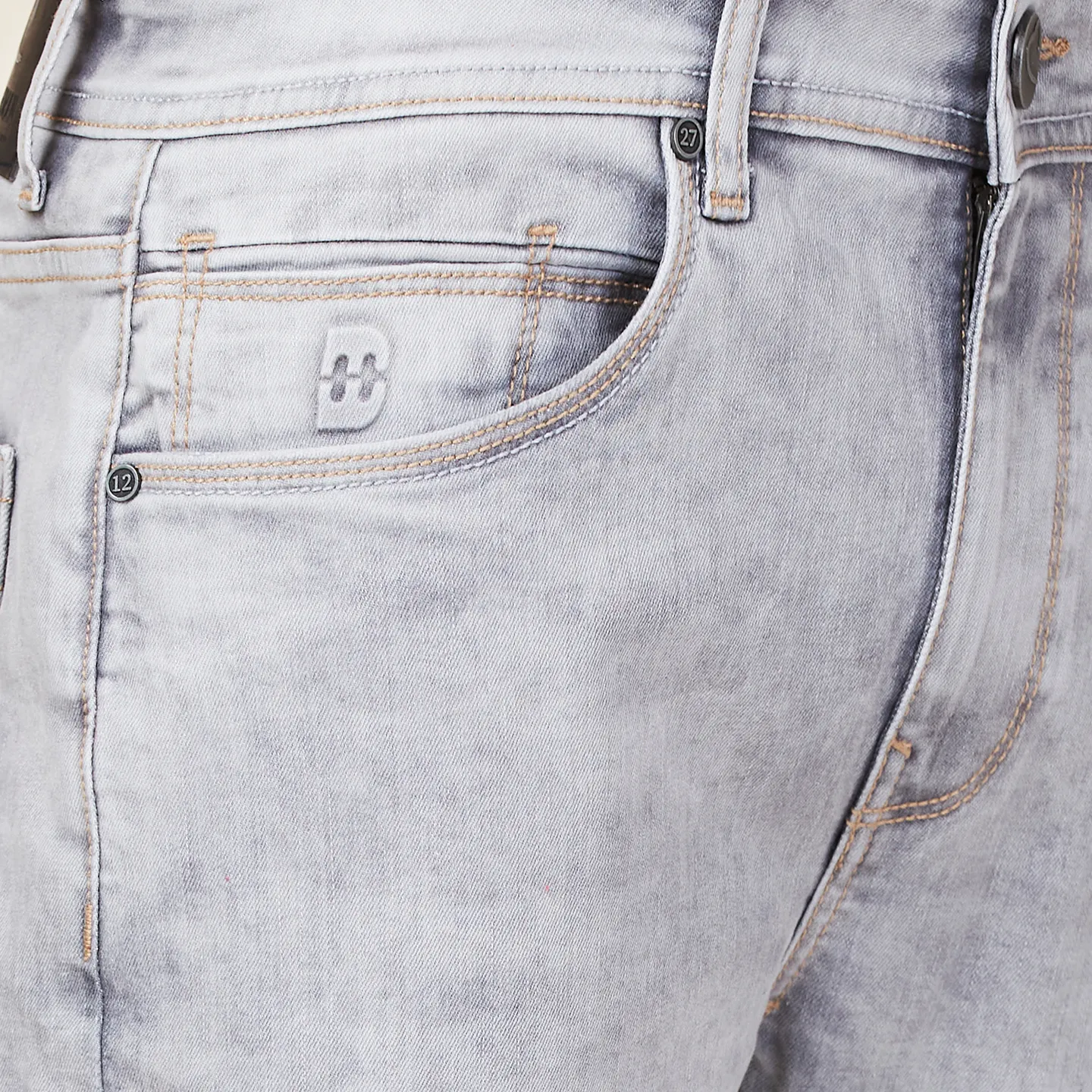 Grey Straight Fit Denims For Men By Being Human Clothing - Image 5