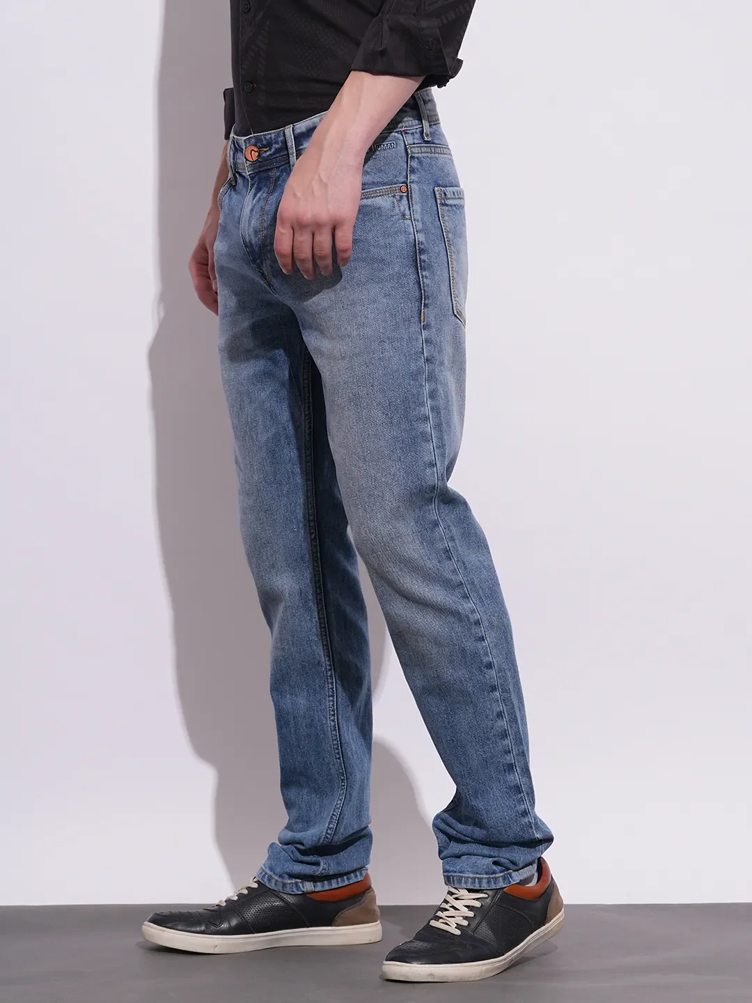 Light Blue Slim Fit Denims For Men By Being Human Clothing - Image 2