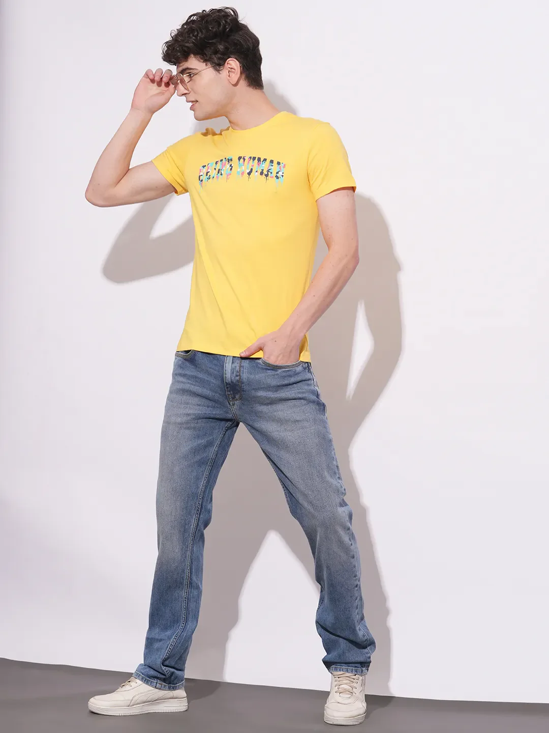 Light Blue Straight Fit Denims For Men By Being Human Clothing - Image 4