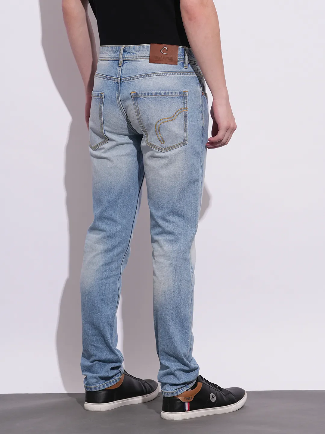 Light Blue Slim Fit Denims For Men By Being Human Clothing - Image 3