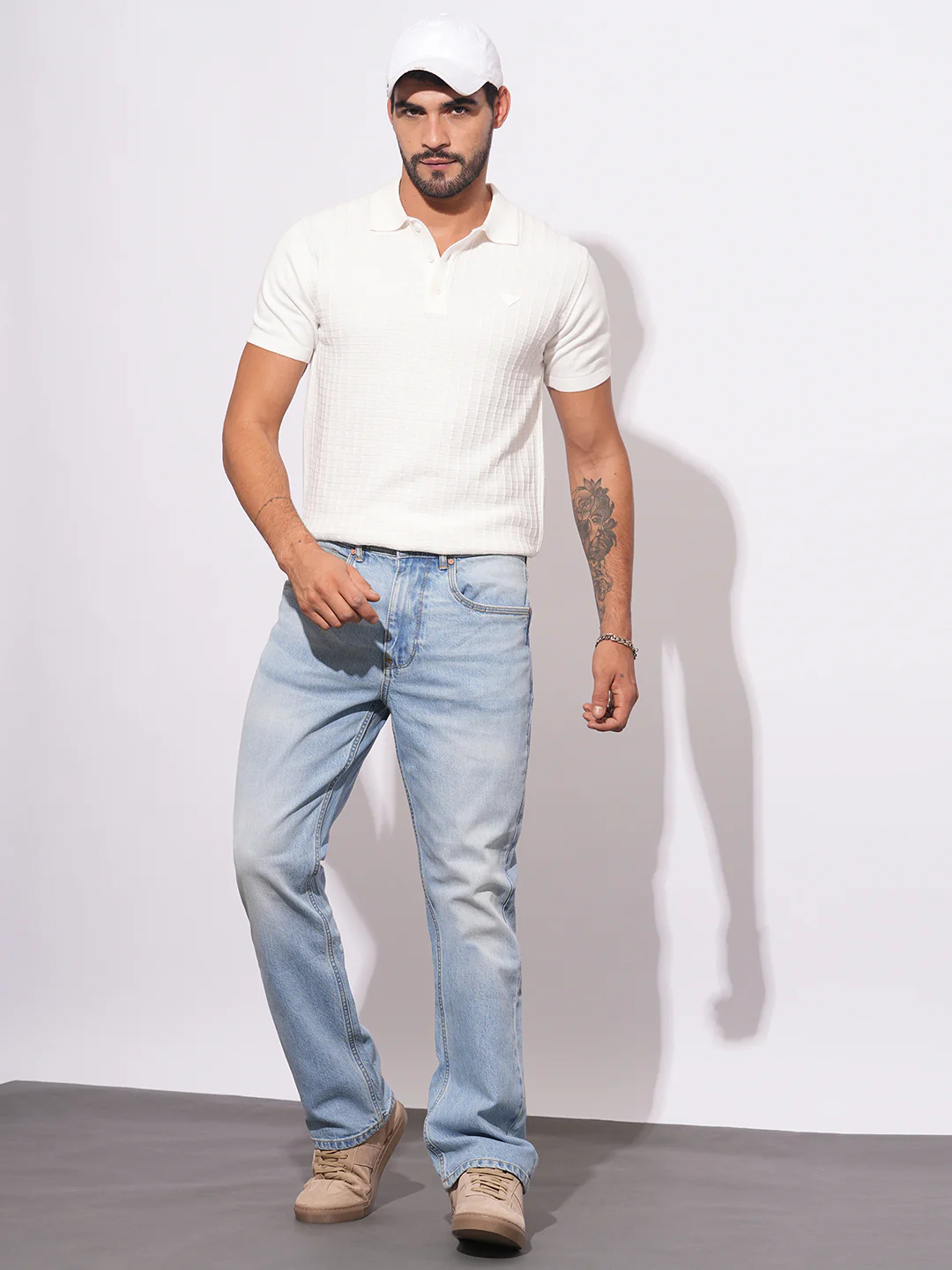 Light Blue Anti Fit Denims For Men By Being Human Clothing - Image 5