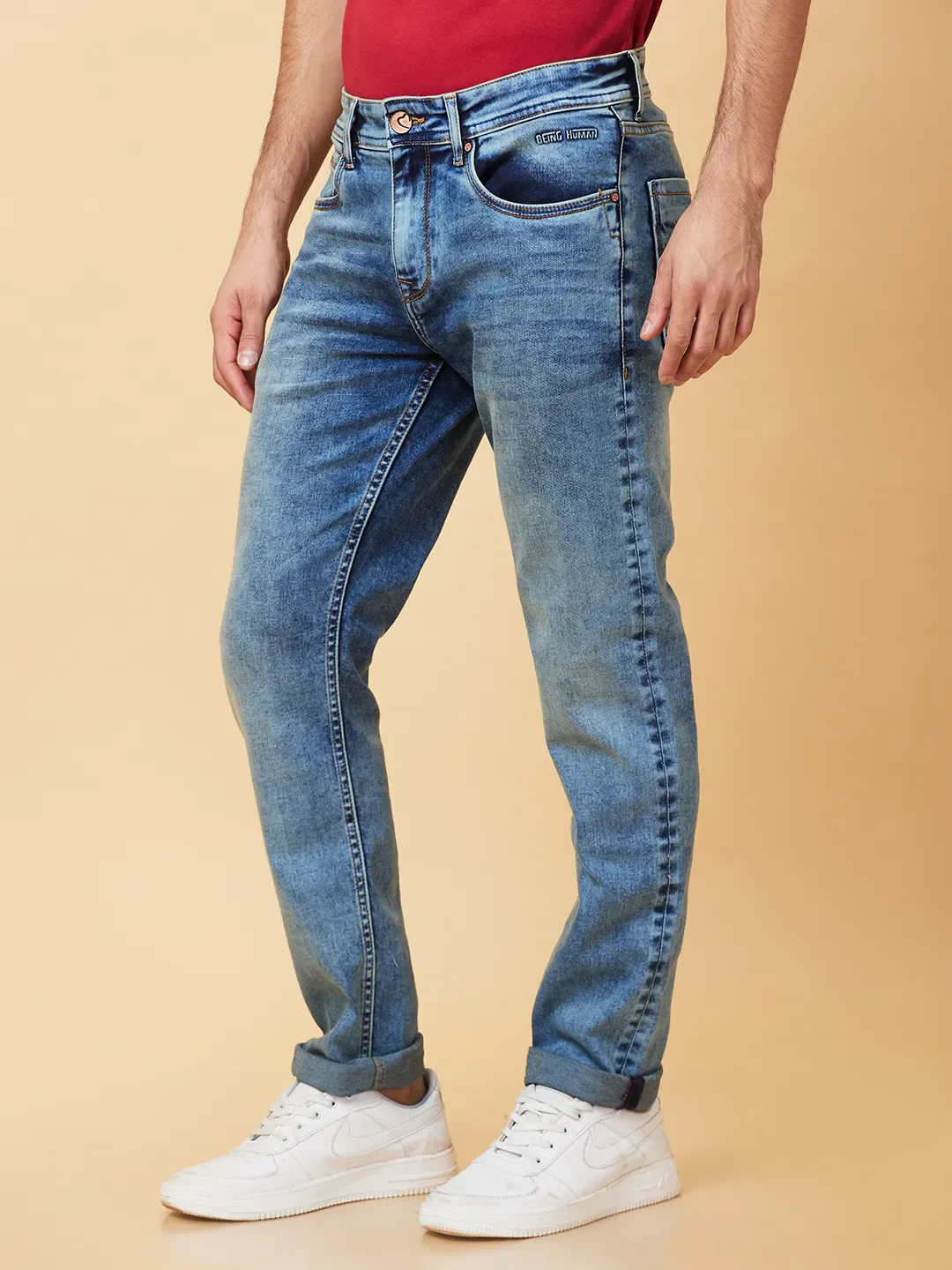 Blue Slim Fit Men's Denims by Being Human Clothing - Image 4