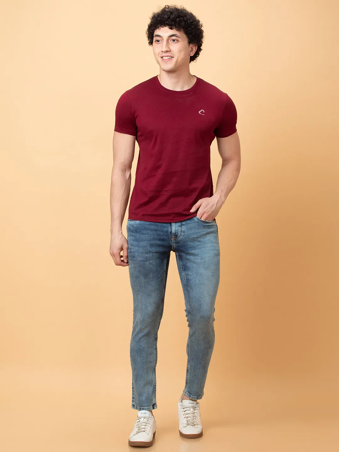 Blue Cropped Fit Denims For Men By Being Human Clothing - Image 2