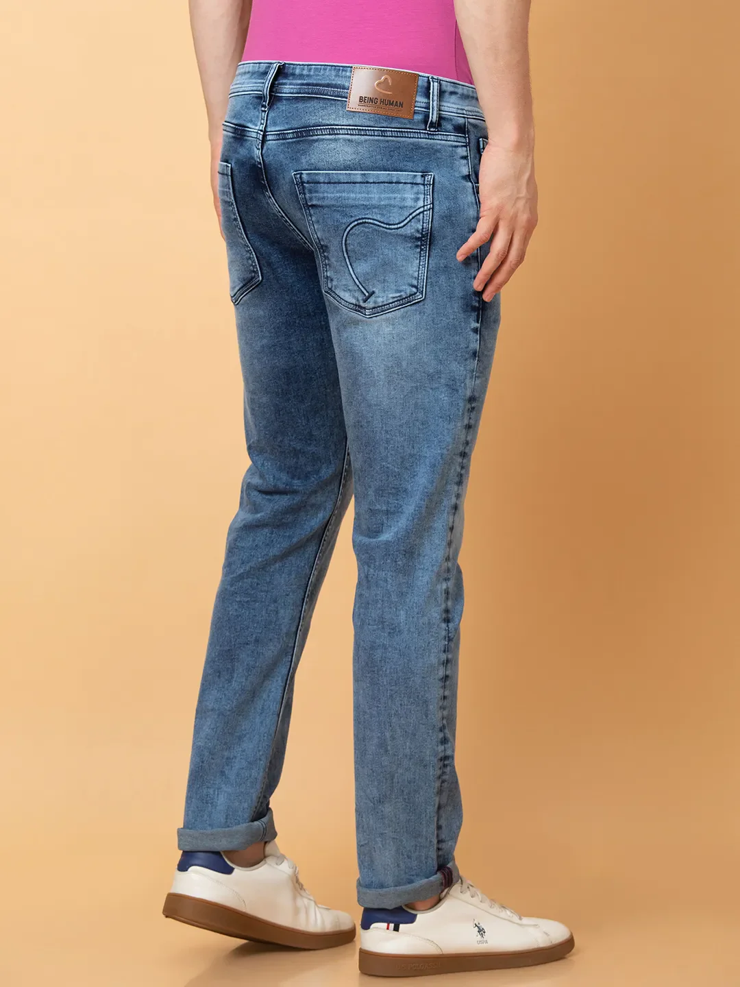 Blue Slim Fit Denims For Men By Being Human Clothing - Image 3