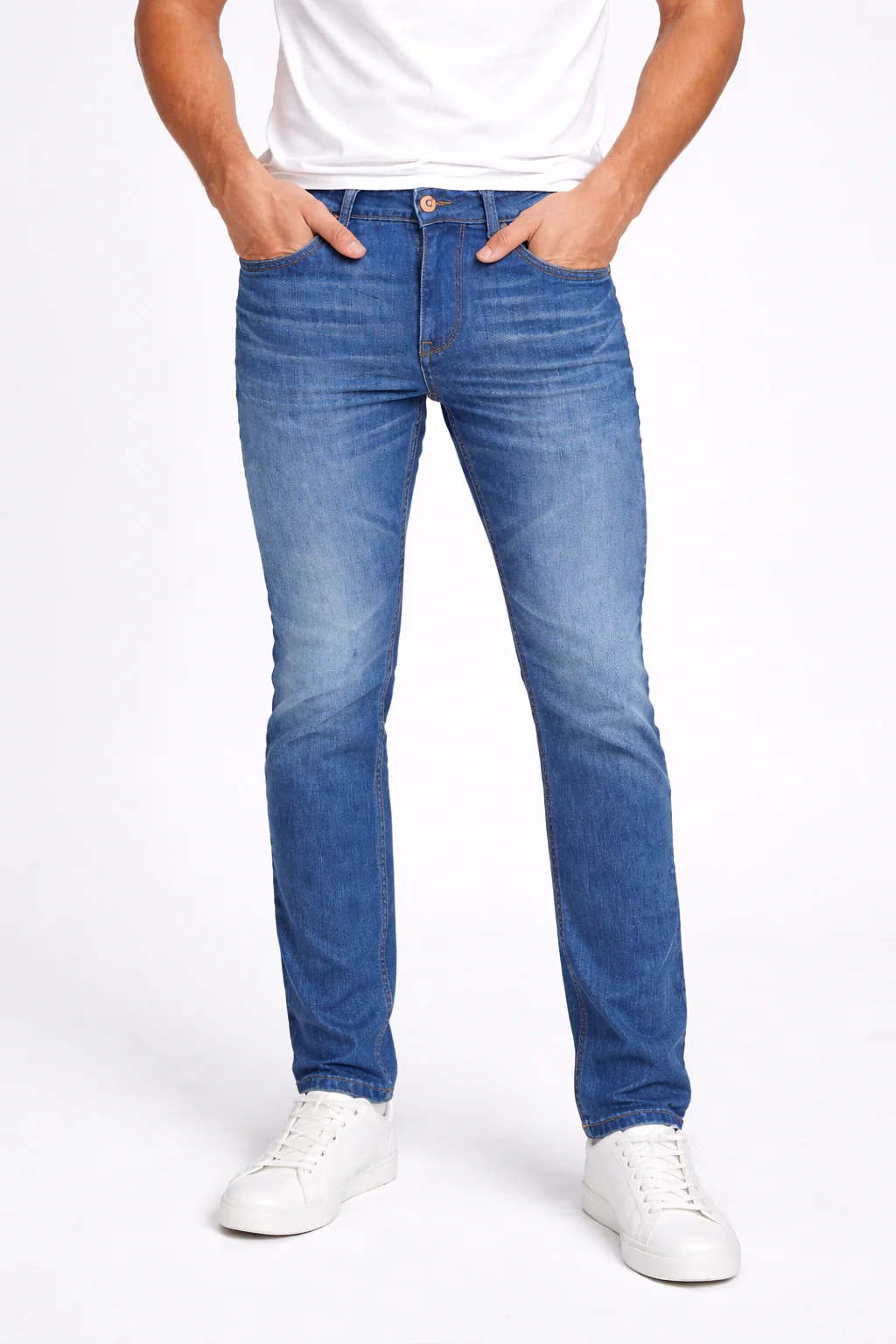 Mid Tone Straight Fit Denims For Men By Being Human Clothing