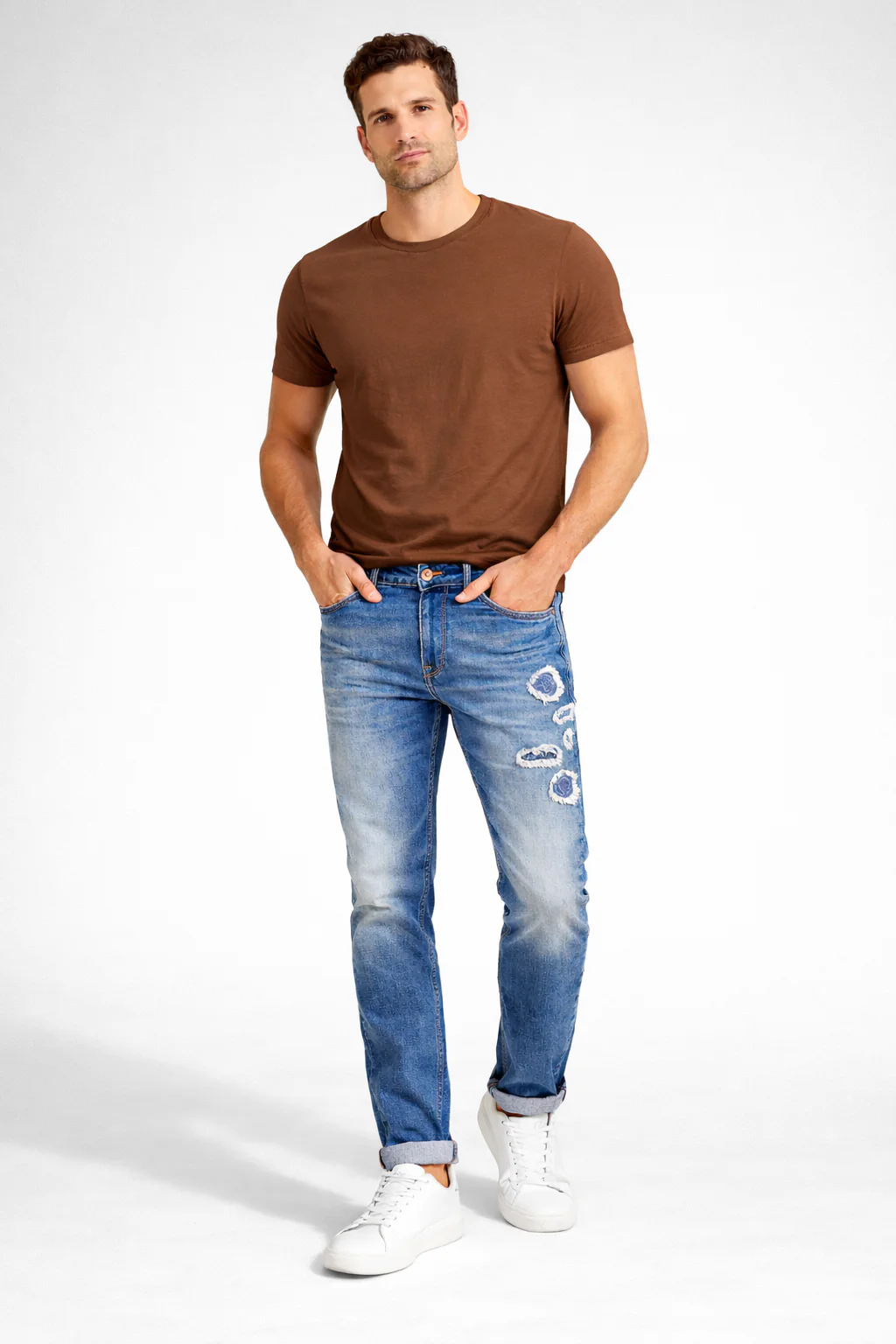 Mid Tone Slim Fit Denims For Men By Being Human Clothing - Image 2