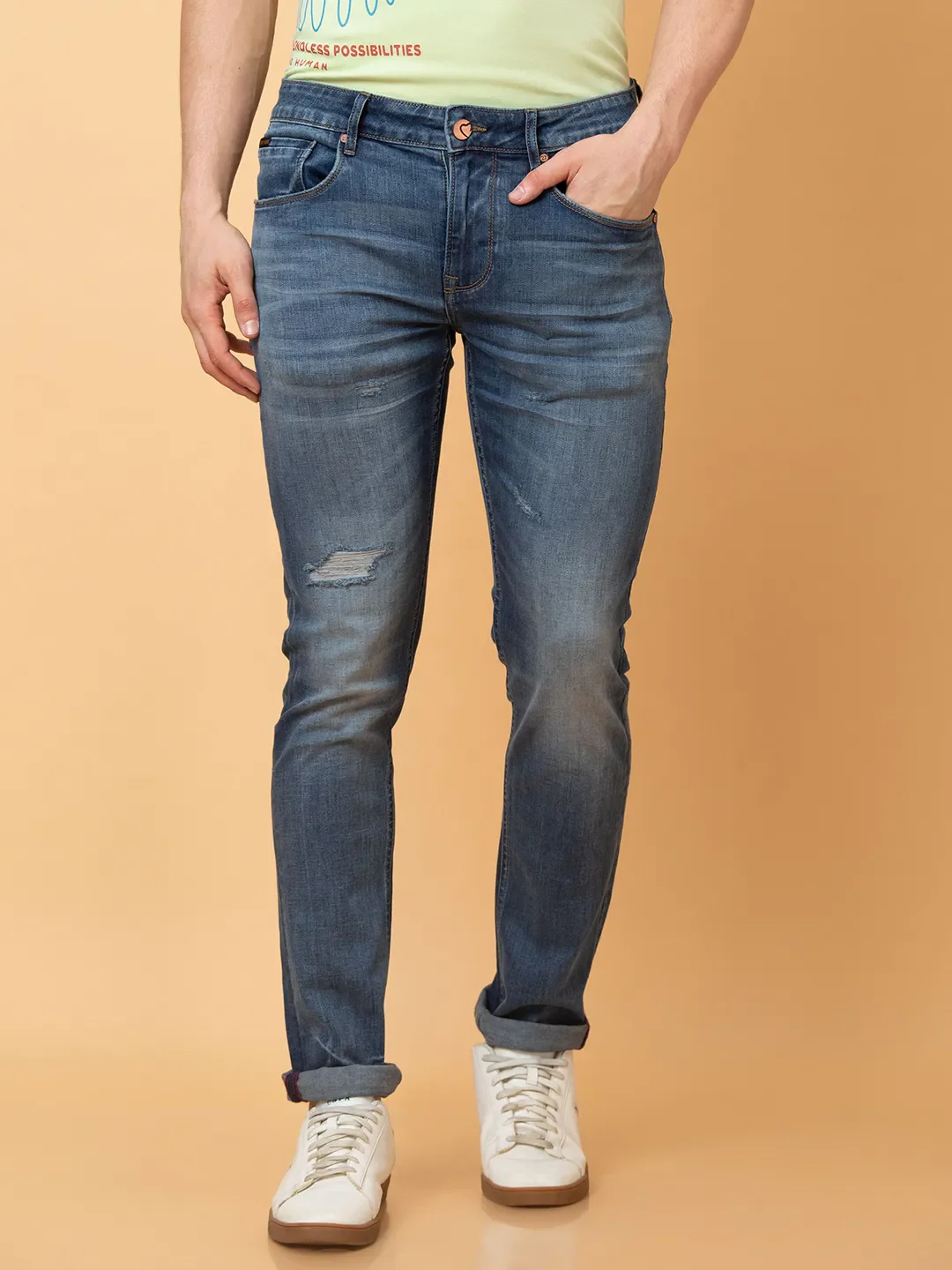 Blue Slim Fit Men's Denims by Being Human Clothing