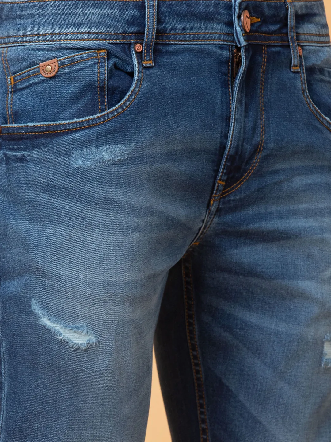 Blue Cropped fit Men's Denims by Being Human Clothing - Image 5