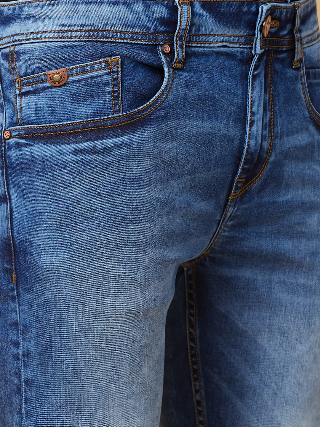 Blue Cropped Fit Denims For Men By Being Human Clothing - Image 5