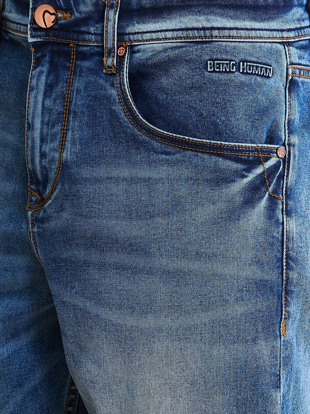Blue Boot Cut Fit Men's Denims by Being Human Clothing - Image 5