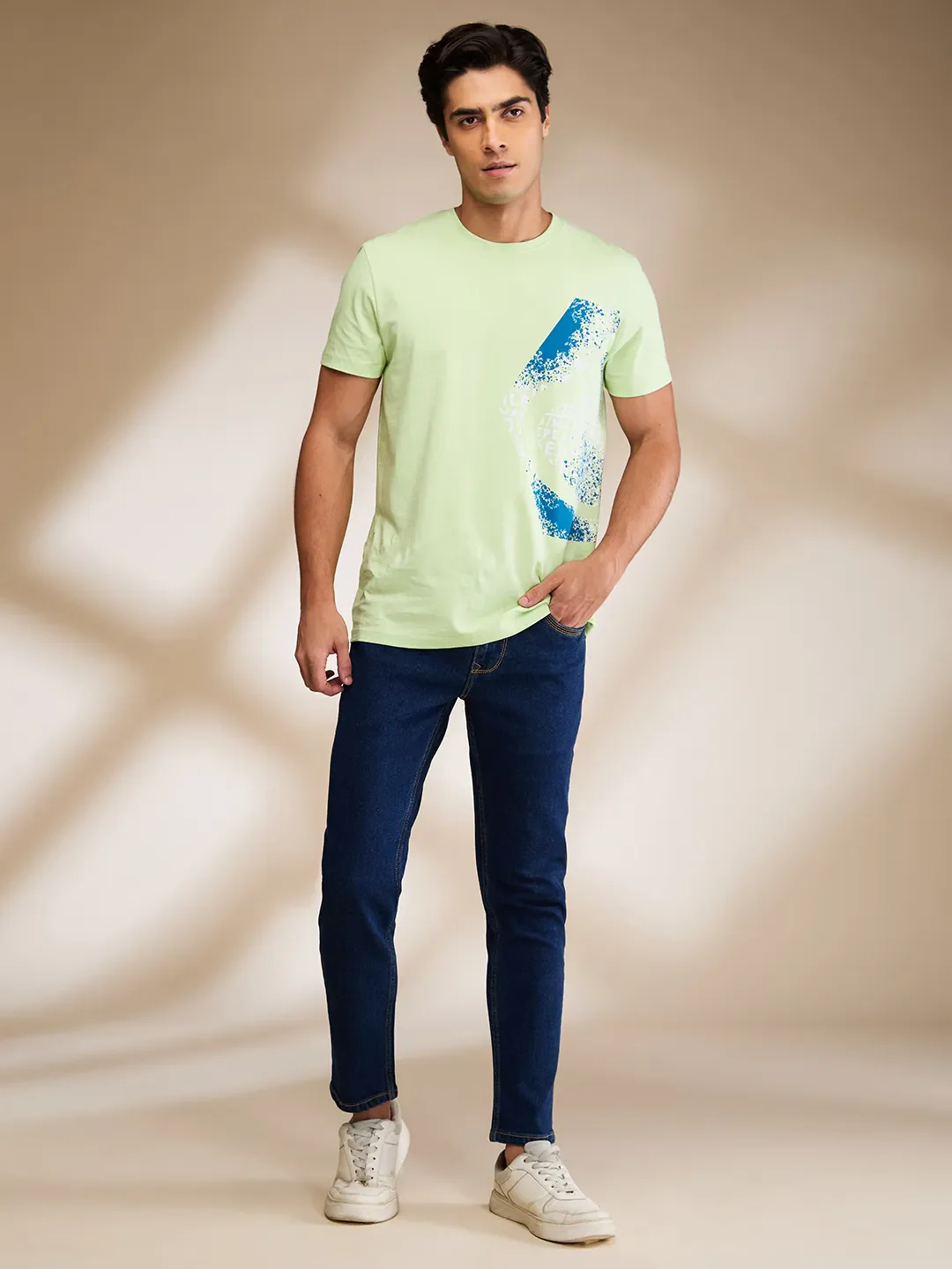 Blue Cropped Fit Denims For Men By Being Human Clothing - Image 2
