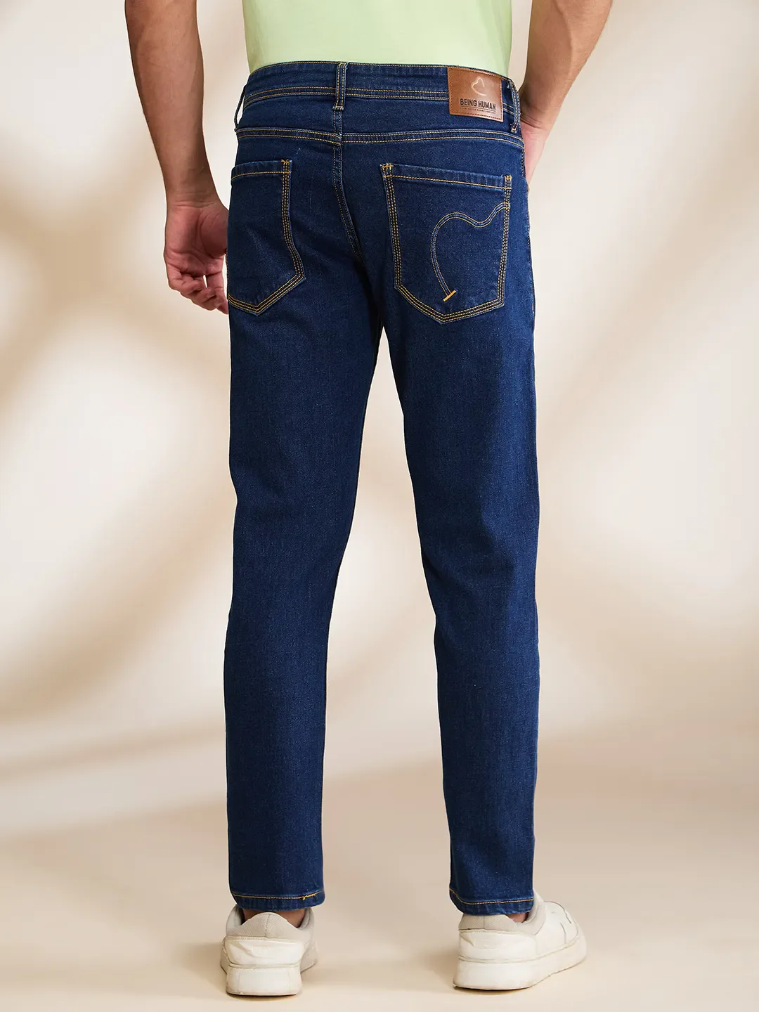 Blue Cropped Fit Denims For Men By Being Human Clothing - Image 3