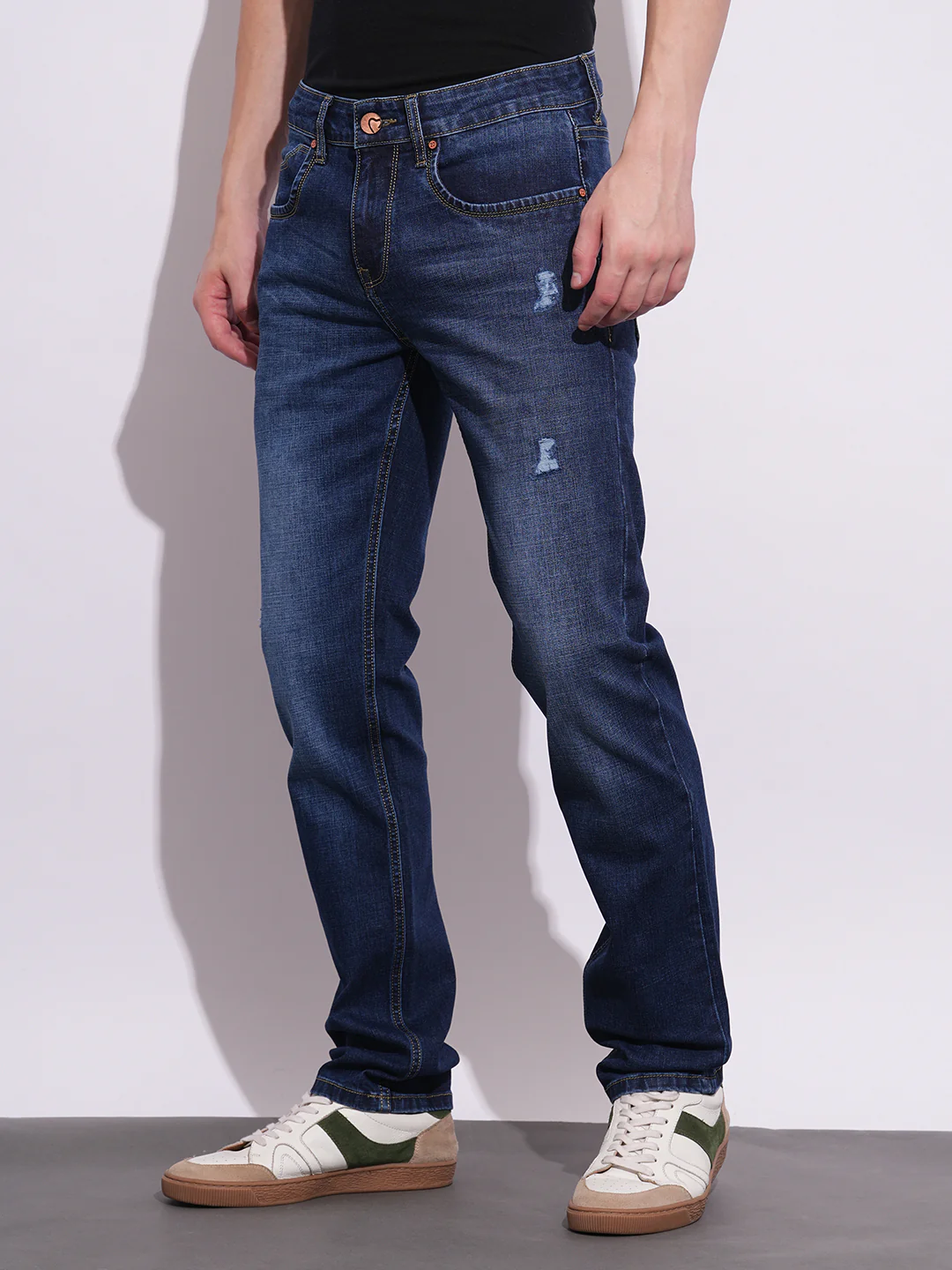 Blue Straight Fit Denims For Men By Being Human Clothing - Image 2