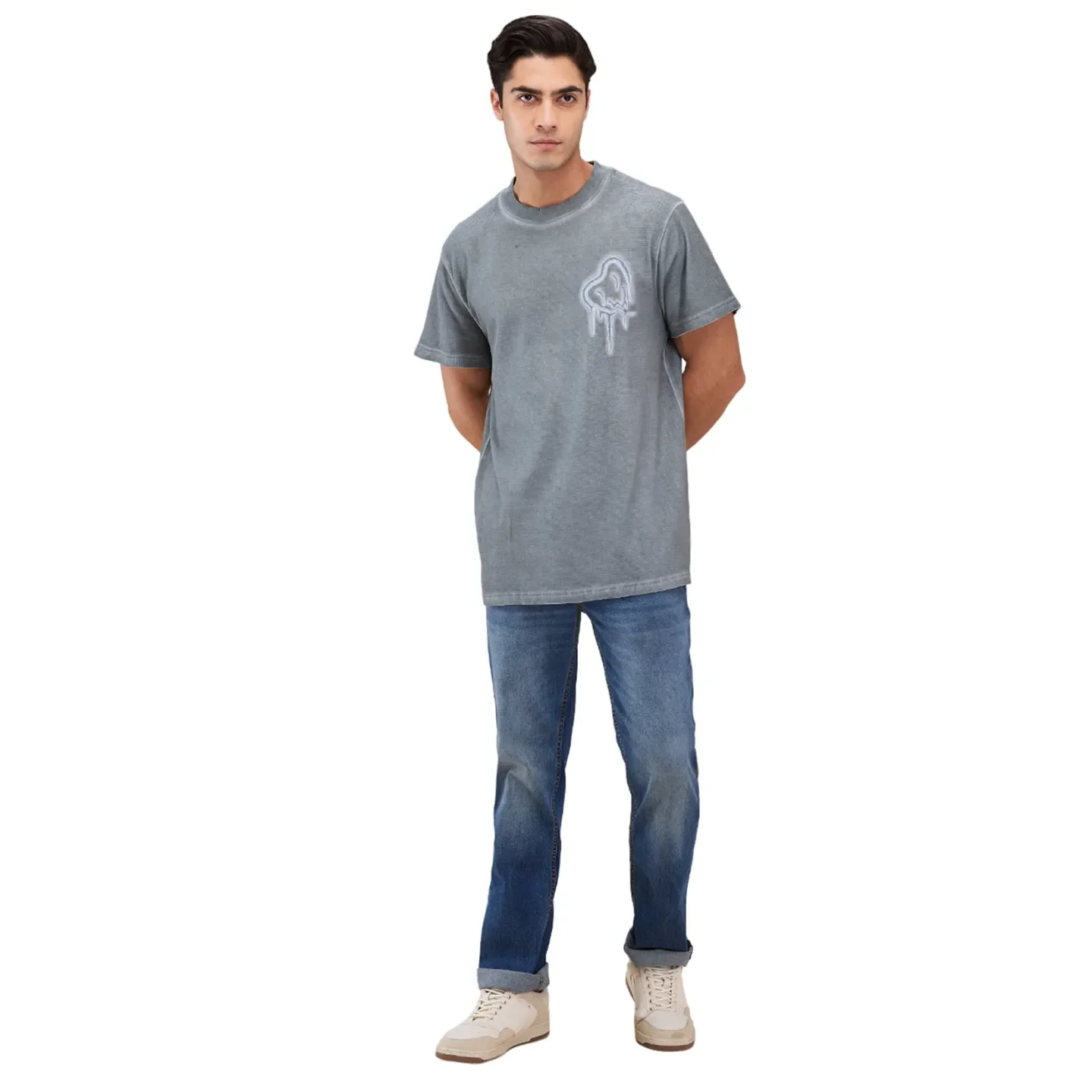 Blue Straight Fit Denims For Men By Being Human Clothing - Image 2