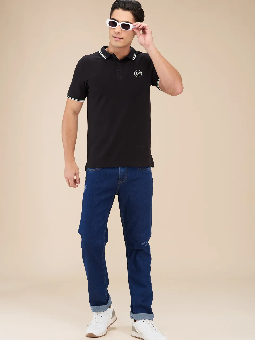 Blue Straight Fit Denims For Men By Being Human Clothing - Image 6