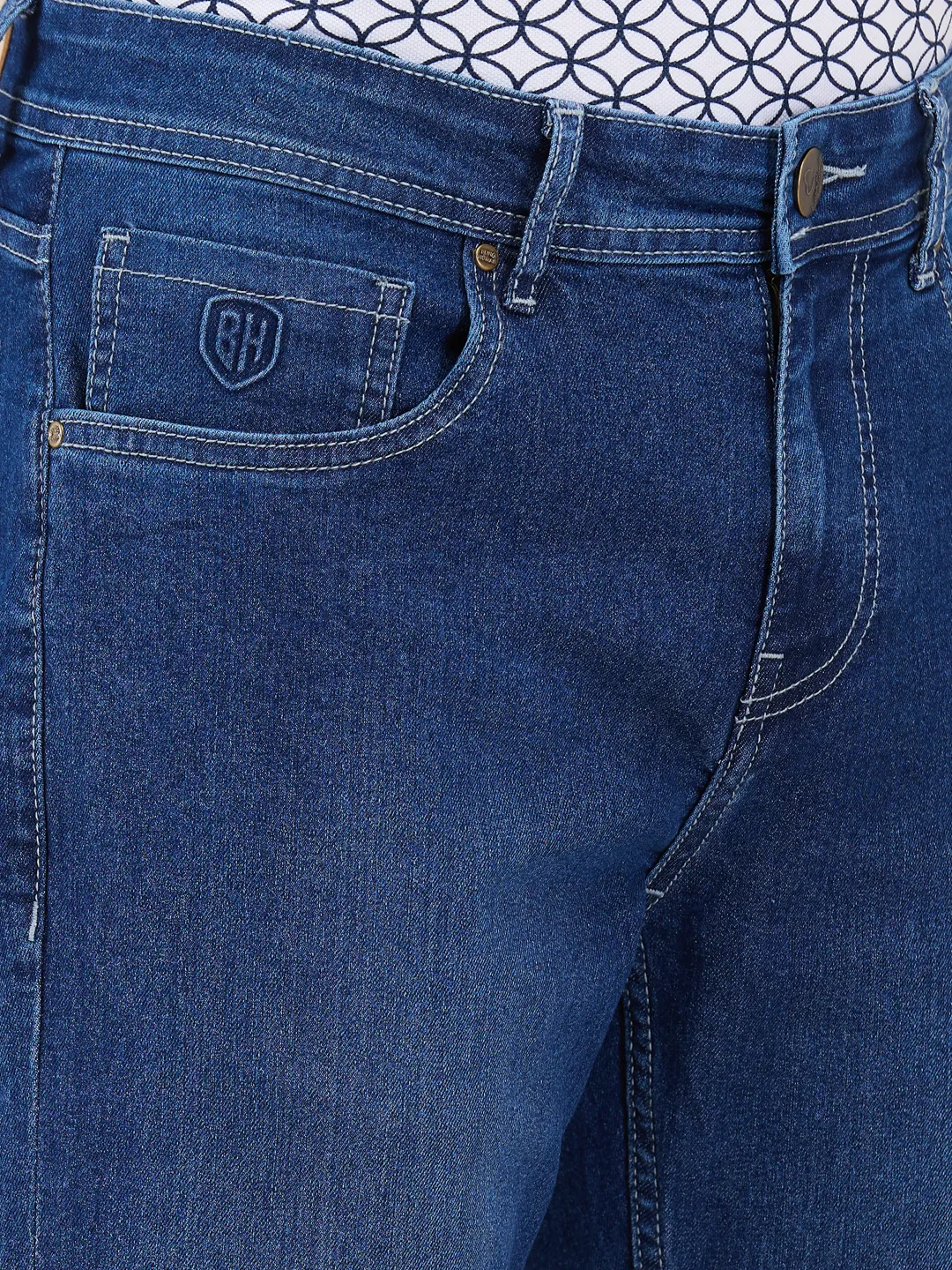 Blue Straight Fit Denims For Men By Being Human Clothing - Image 5