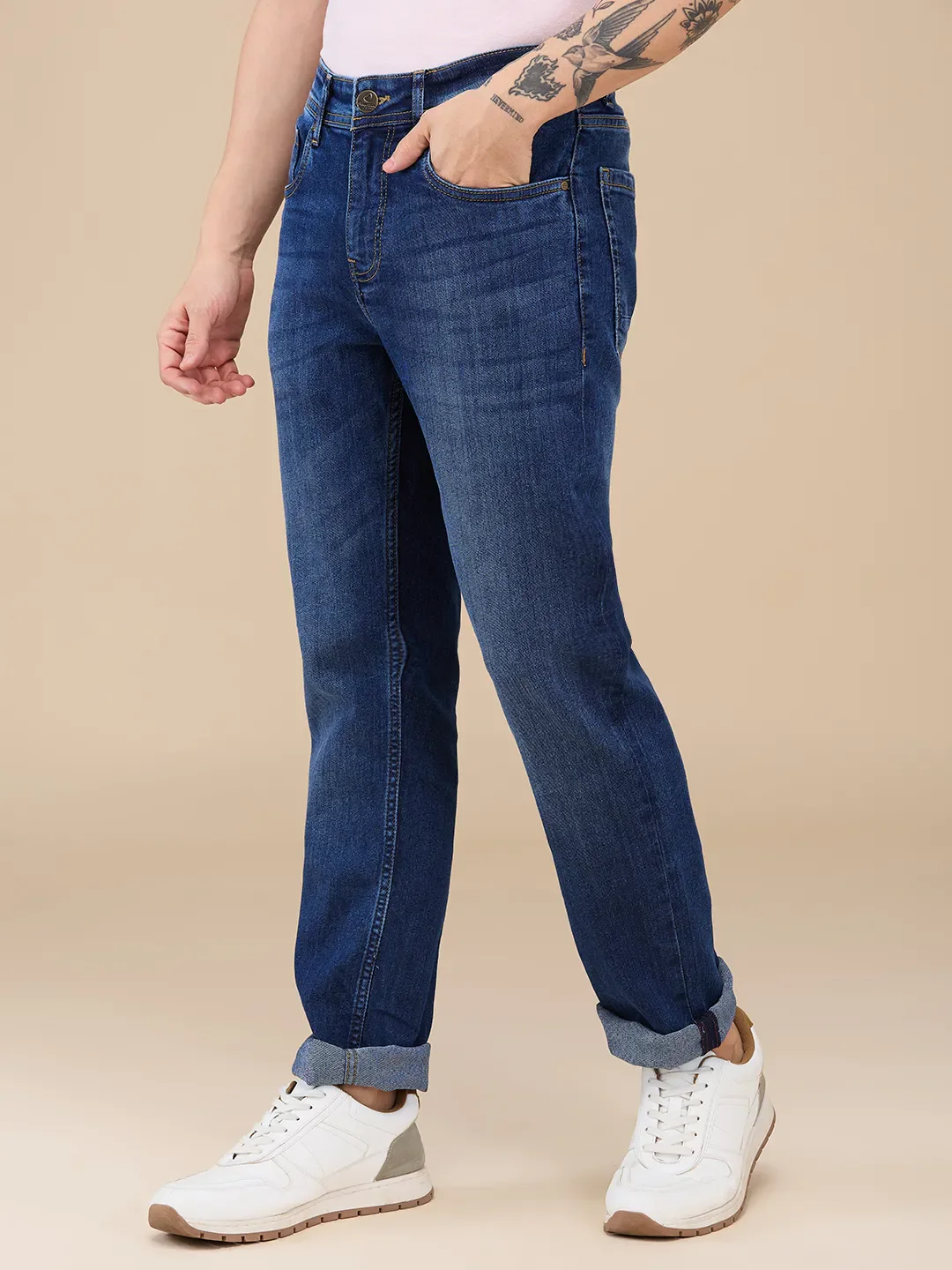 Blue Straight Fit Men's Denims by Being Human Clothing - Image 4